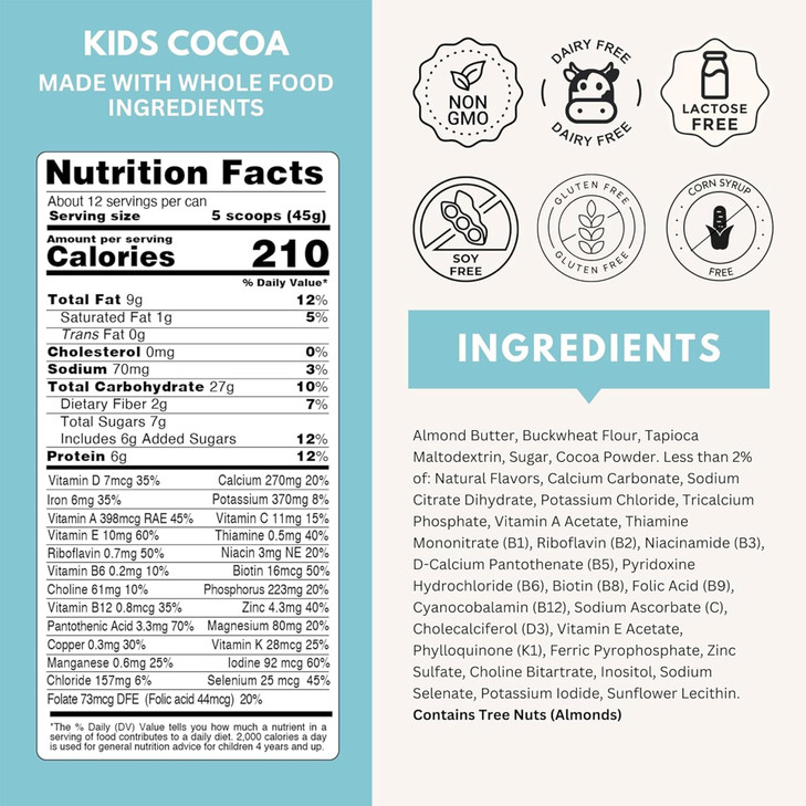 ELSE NUTRITION Plant-Based Protein Shake Powder for Kids Ages 2-13  Chocolate Flavor Dairy-Free Kids Protein Powder with 25 Vitamins & Minerals, Com