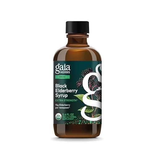 Gaia Herbs Black Elderberry Syrup - Made with Organic Black Elderberries (Sambucus nigra) for Immune System Support* - USDA Certified Organic Formula