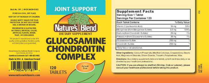 Nature's Blend Glucosamine/Chondroitin Complex 120 Tablets