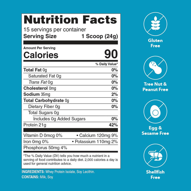 Unjury Unflavored Protein Powder | 21g 100% Whey Isolate Protein Powder | Unflavored Whey Protein Powder | Low Carb and Sugar Free Whey Protein Isola