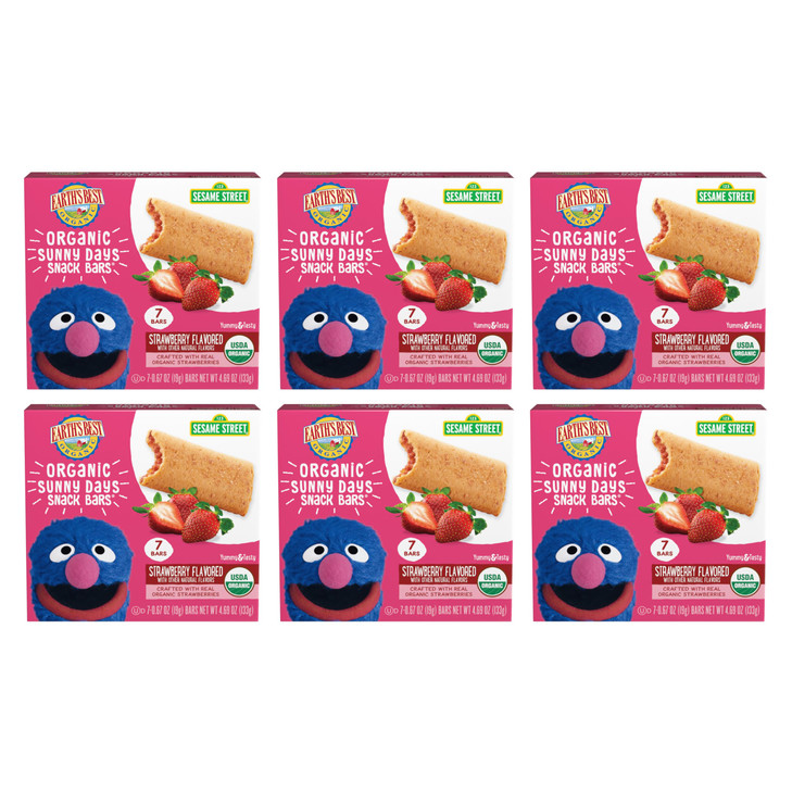 Earth's Best Organic Toddler Snack Bars, Sunny Days Strawberry, 2 Years and Up, 7 Ct (Pack of 6)
