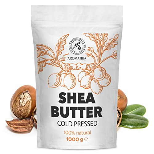 AROMATIKA Shea Butter 35 Oz - Unrefined Raw/Pieces - Africa - Ghana - 100% Pure Shea Butter Body Butter - Cosmetic Grade - for Hair Skin Lip Face Fee