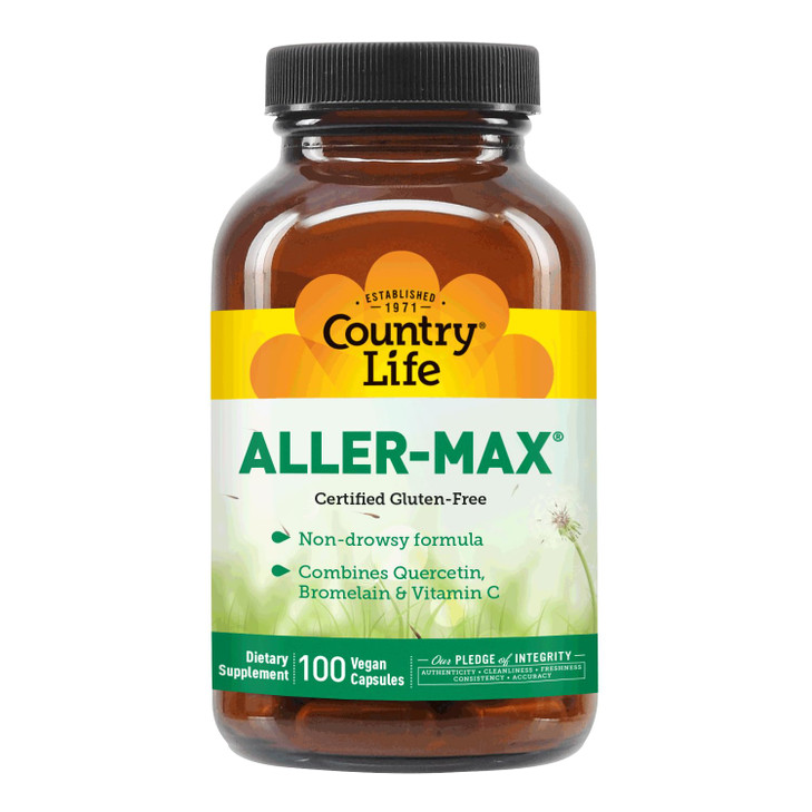 Country Life Aller-Max - Quercetin Supplements with Bromelain - Immune Support with Vitamin C, Zinc, and Botanical Blend - Certified Gluten-Free, Veg