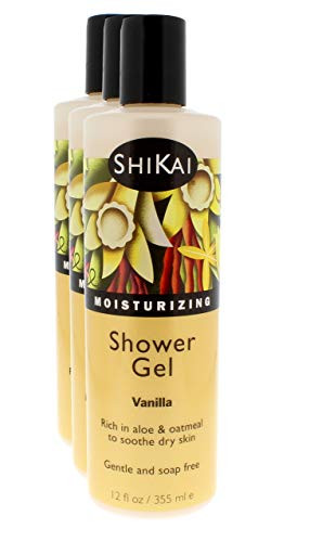 ShiKai Daily Moisturizing Shower Gel (Vanilla, 12oz, Pack of 3) | Gentle Formula | Aloe Vera & Oatmeal for Soft, Healthy Skin | Dry Skin Relief