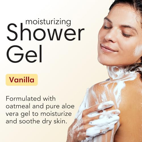 ShiKai Daily Moisturizing Shower Gel (Vanilla, 12oz, Pack of 3) | Gentle Formula | Aloe Vera & Oatmeal for Soft, Healthy Skin | Dry Skin Relief