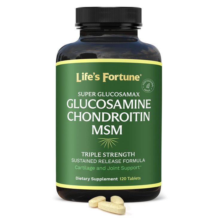 Life's Fortune Triple Strength Glucosamax - 1000mg Premium Glucosamine, Chondroitin and MSM Supplement with Vitamin C for Joint Comfort & Mobility, 1