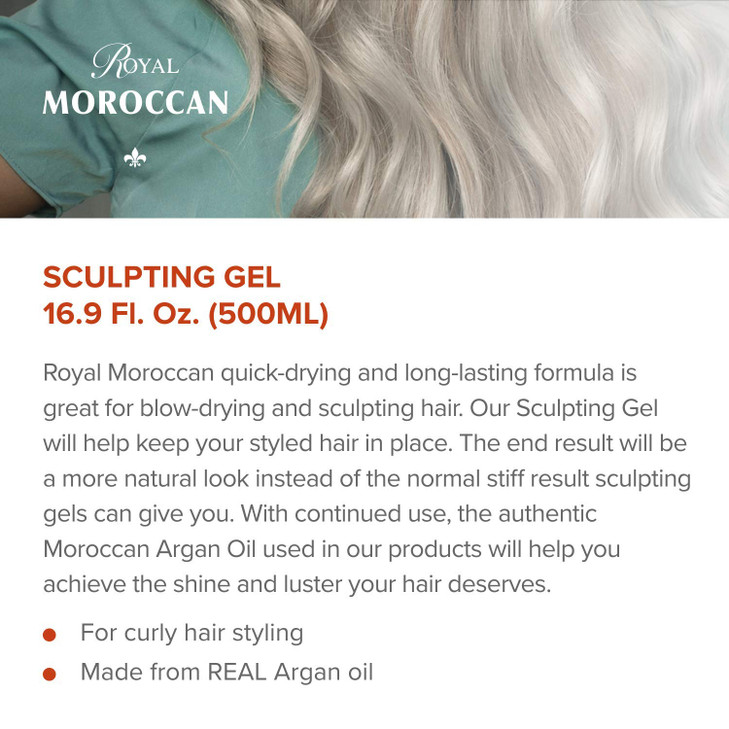 Royal Moroccan Sculpting Gel | Moroccan Argan Oil For Hair | Curly Hair Styling Gel | Hair Styling & Smoothing Products | Quick Drying Argan Oil Hair