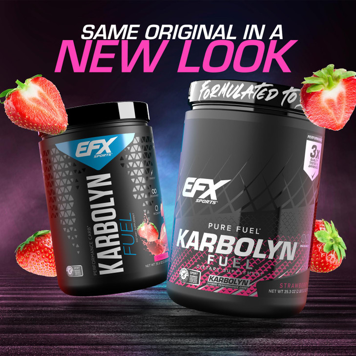 EFX Sports Karbolyn Fuel | Fast-Absorbing Carbohydrate Powder | Carb Load, Sustained Energy, Quick Recovery | Stimulant Free | 18 Servings (Strawberr