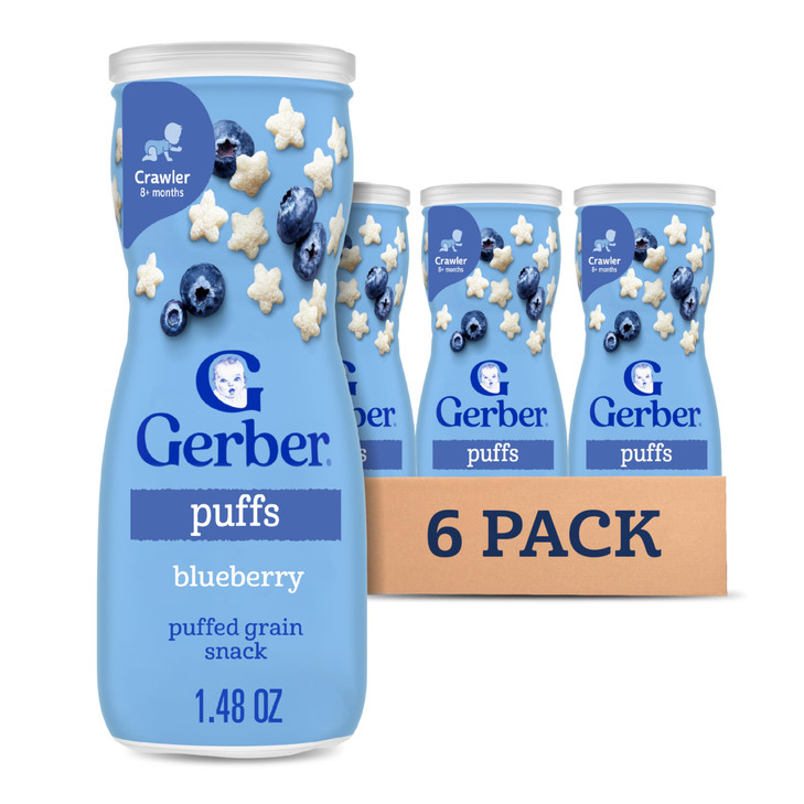 Gerber Baby Snacks Puffs, Blueberry, 1.48 Ounce (Pack of 6)