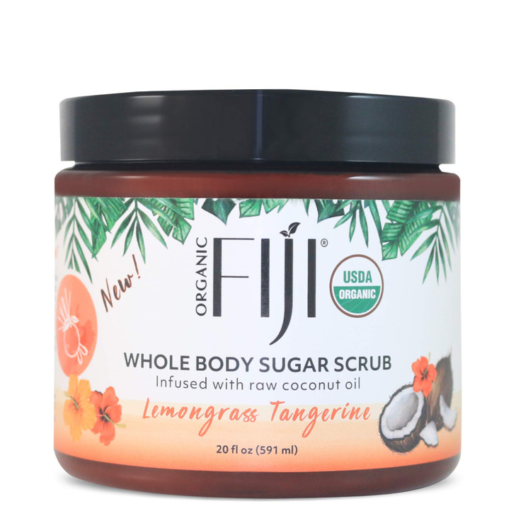 Organic Fiji Whole Body Scrub - Infused with Coconut Oil, Exfoliating Sugar Scrub for Smooth and Soft Skin, Exfoliates & Restores Skin's Natural Bios