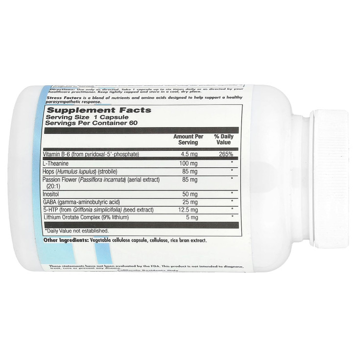 Nutra Biogenesis Stress Factors - GABA Supplements for Women & Men, L Theanine Calm Relaxation Support for Adults, 100mg L-Theanine & 25mg GABA Per P