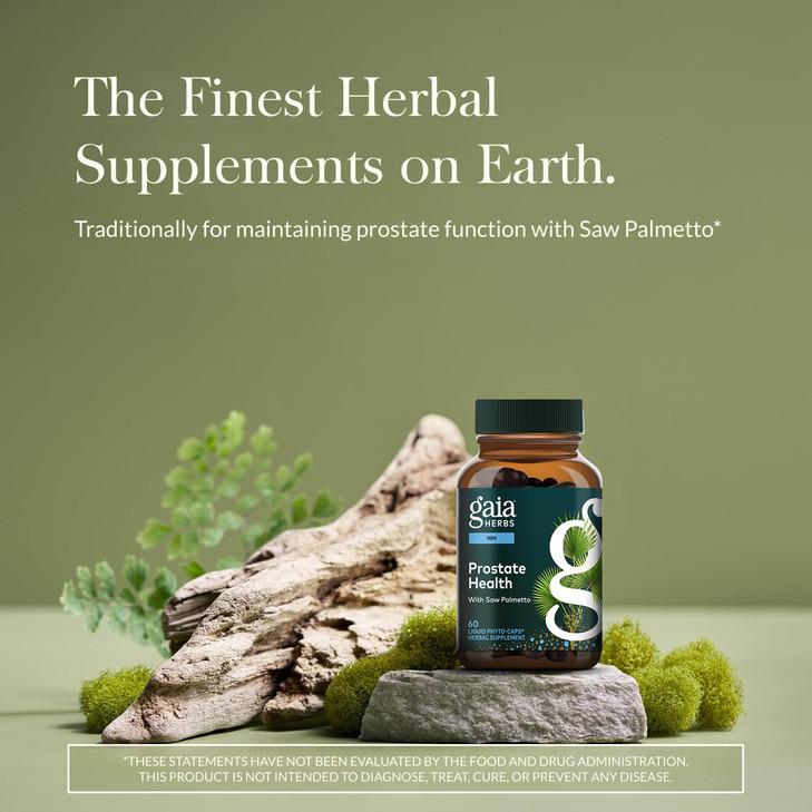 Gaia Herbs Prostate Health - Supports Prostate Health and Function for Men - with Saw Palmetto, Green Tea, Nettle Root, and White Sage* - 60 Vegan Li