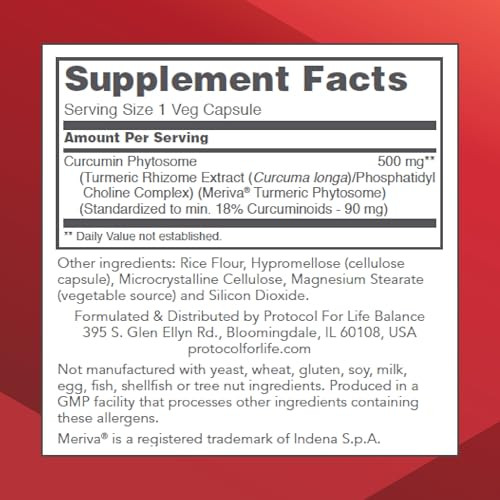 PROTOCOL FOR LIFE BALANCE Curcumin PC - with Phosphatidylcholine for Absorption - Joint Mobility, Flexibility & Immune Support - Turmeric Supplement