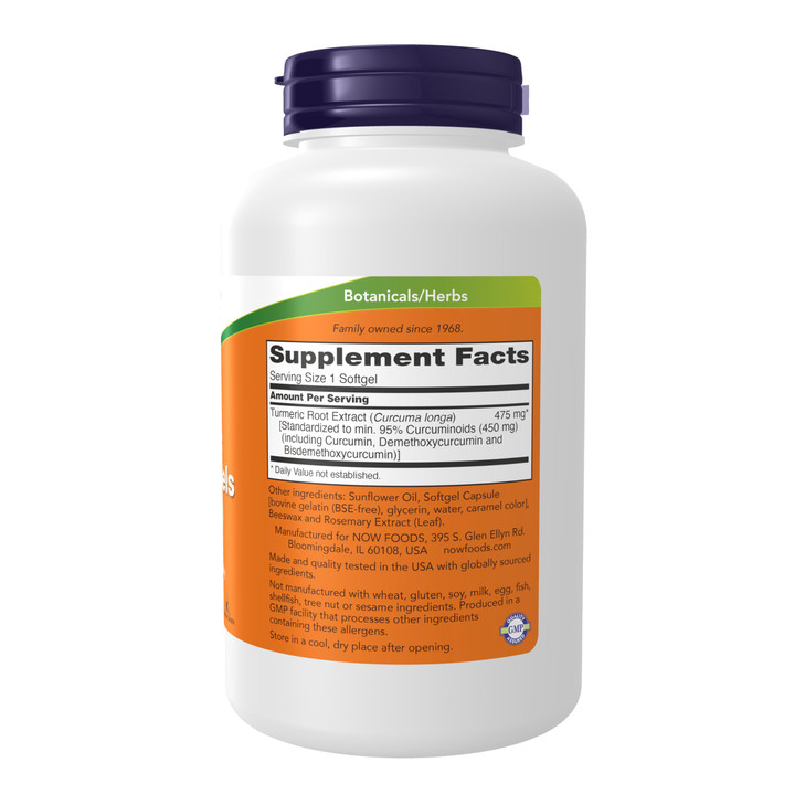 NOW Supplements, Tumeric Curcumin (Curcuma longa) Gels, Standardized Extract, Herbal Supplement with 95% Curcuminoids, 120 Softgels