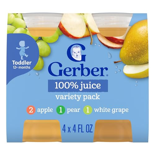 Gerber Juice Fruit 2 Apple, 1 Pear, 1 White Grape Juices from Concentrate Variety 16 Fl Oz (Pack of 3)