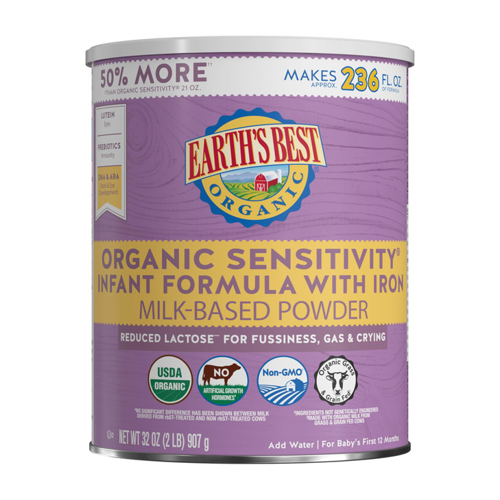 Earth's Best Organic Sensitivity Infant Formula with Iron, For Baby's First 12 Months, 32 oz (907 g)