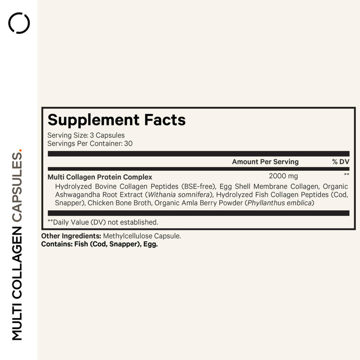 Codeage Multi Collagen Peptides Protein Capsules, 5 Collagen Types, Grass-Fed & Hydrolyzed Bovine Collagen Pills Supplement, Ashwagandha, Amla Berry