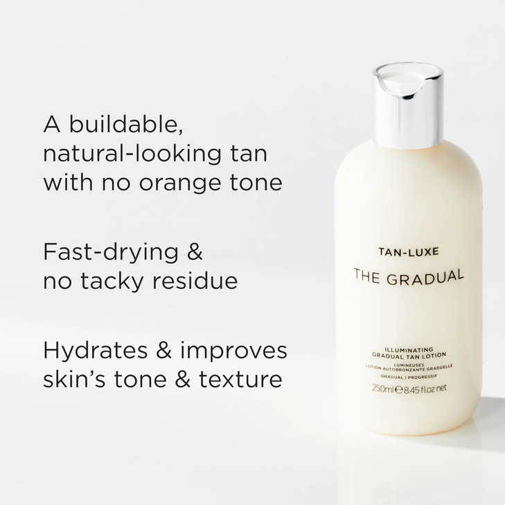 Tan-Luxe The Gradual, Illuminating Gradual Tan Lotion, Hydrating Body Self Tanner for a Natural Looking Glow, Buildable & Streak-Free, Cruelty-Free,