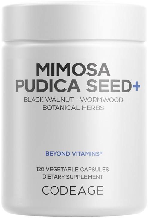 Codeage Organic Mimosa Pudica Seed Capsules - Mimosa Pudica Seeds Supplement - Black Walnut, Cloves, Vidanga, Neem, BioPerine - All in One - Sensitiv