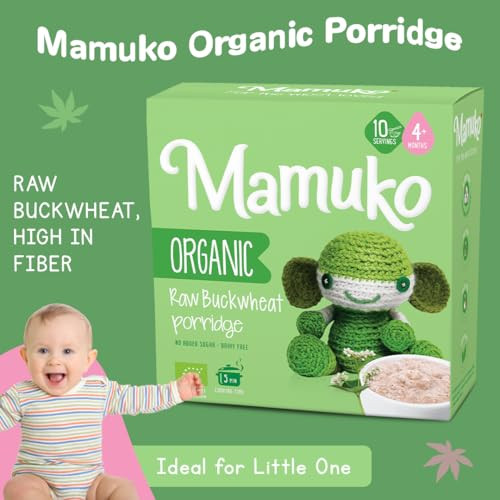 MAMUKO Organic Raw Buckwheat Porridge - High Fiber Porridge with No Added Sugar, Milk & Preservatives - Vegan Porridge Ideal for Little Ones from 4+