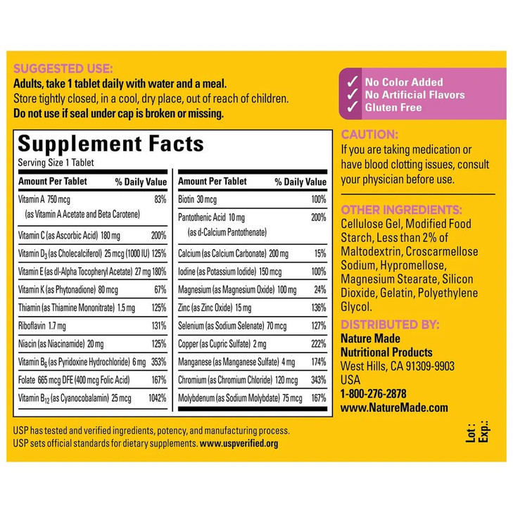 Nature Made Multi for Her 50+ Vitamin & Mineral Tabs, 90 ct (Pack of 2) (Packaging May Vary)