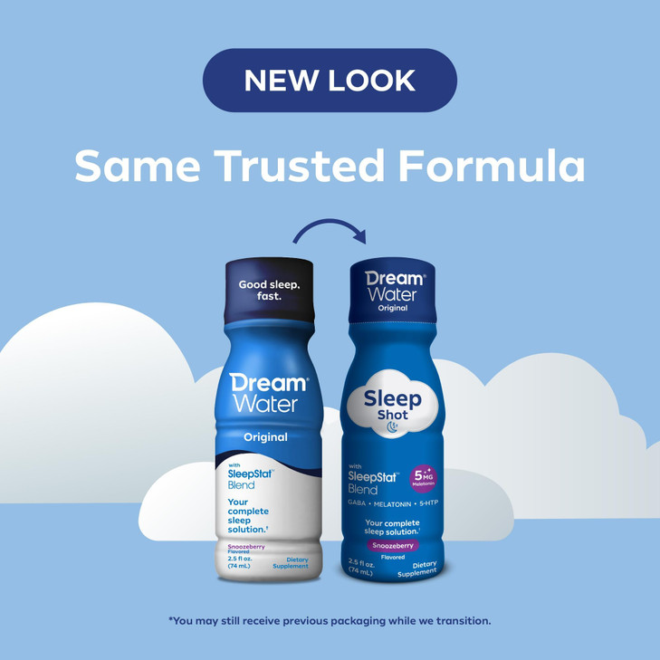 Dream Water Sleep Aid Supplement Drink, Sleep Aids for Adults, Melatonin 5mg, GABA, 5-HTP; Zero Sugar, Natural Flavors, No Added Colors, 2.5 oz Liqui