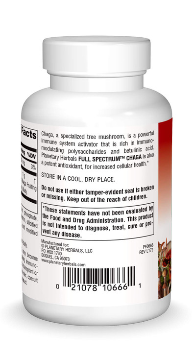Planetary Herbals Chaga Full Spectrum, Enhance Cellular Immunity, 120 Count (Pack of 1)