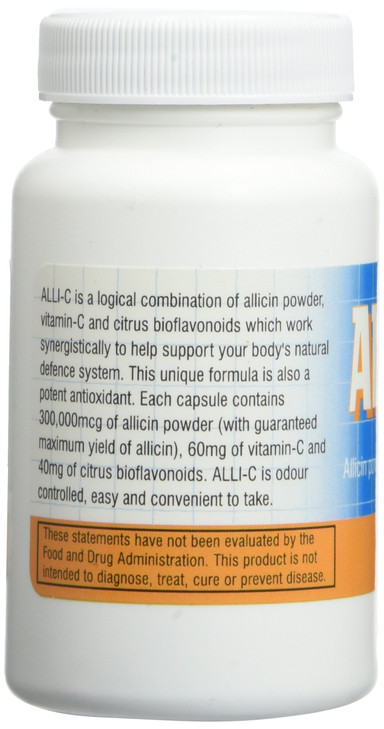 ALLI-C Allicin with Vitamin C and Bioflavonoids - 30 Vegetarian Capsules Capture The Power of Garlic