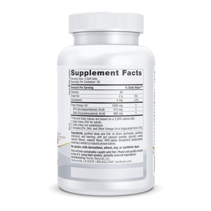 Nordic Naturals ProDHA 1000, Strawberry - 60 Soft Gels - 1660 mg Omega-3 - High-Intensity DHA Formula for Neurological Health, Mood & Memory - Non-GM