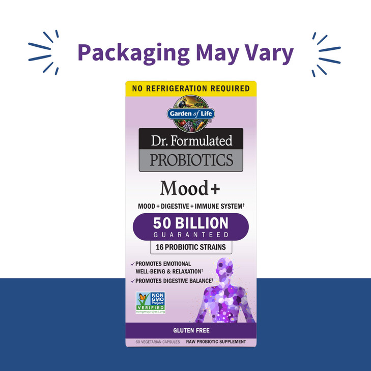 Garden of Life Probiotics Mood+ Dr Formulated Acidophilus Probiotic Supplement - Promotes Emotional Well-Being, Relaxation and Digestive Balance - As