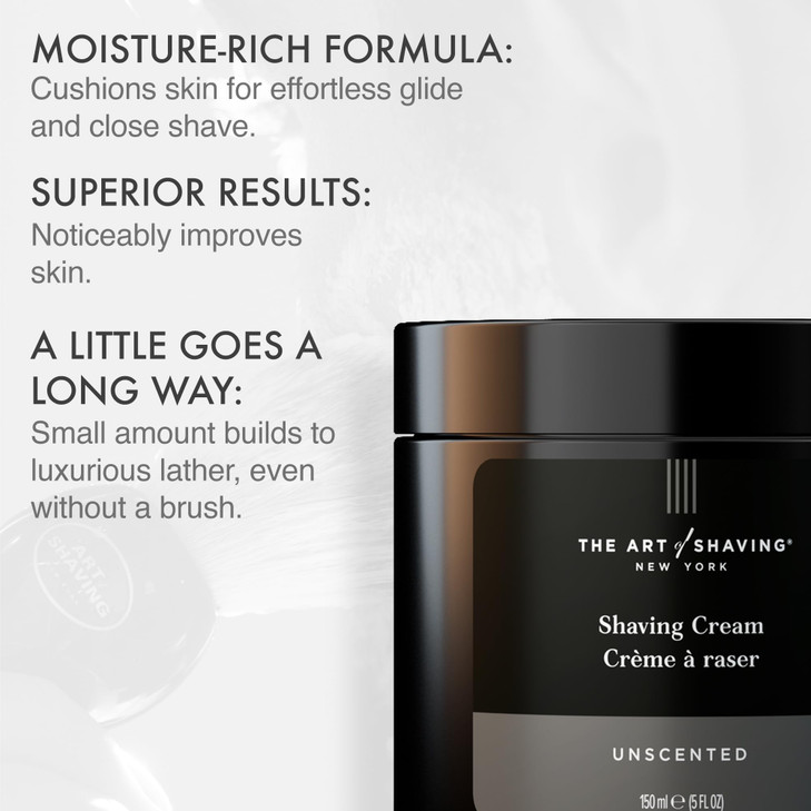 The Art of Shaving Unscented Shaving Cream for Men - Beard Care, Protects Against Irritation and Razor Burn, Clinically Tested for Sensitive Skin, 5