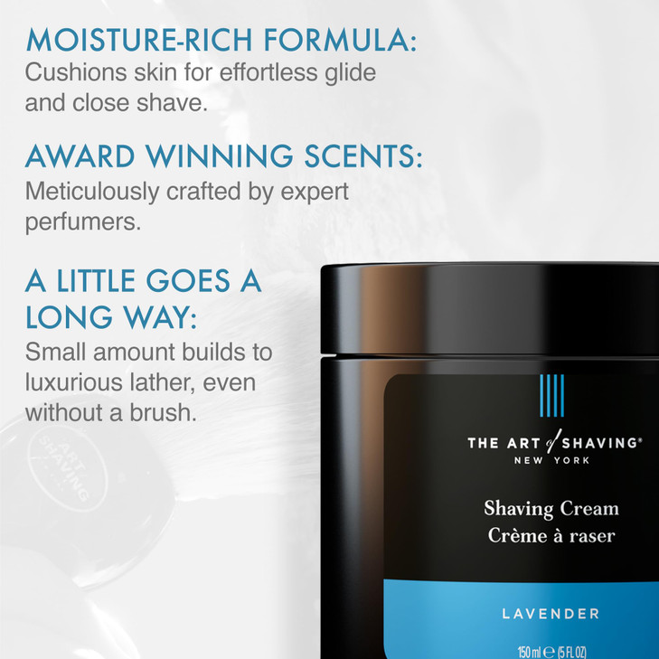 The Art of Shaving Lavender Shaving Cream for Men - Beard Care, Protects Against Irritation and Razor Burn, Clinically Tested for Sensitive Skin, 5 F