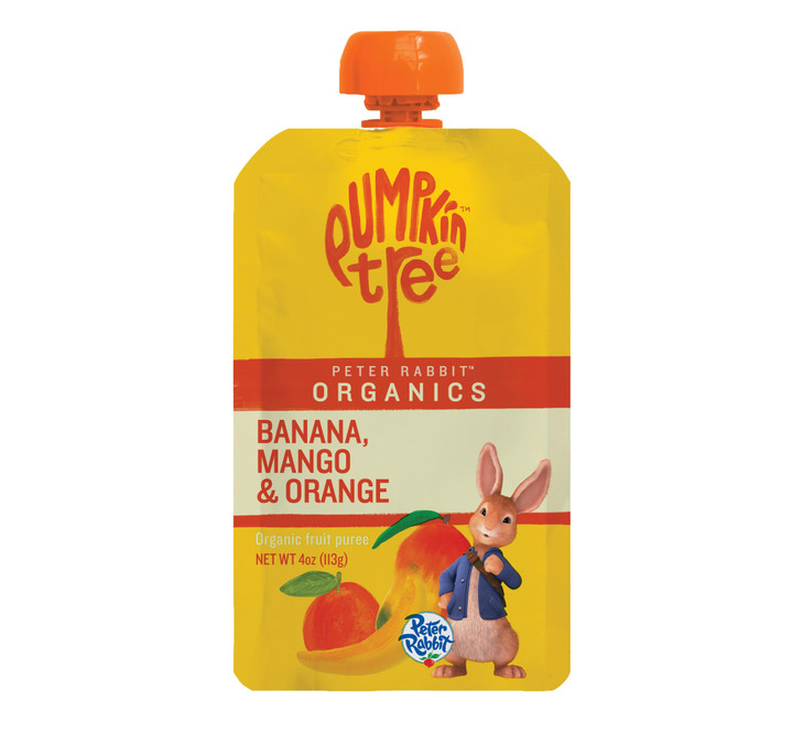 Pumpkin Tree Peter Rabbit Organics Baby Mango, Banana, and Orange, 4 oz