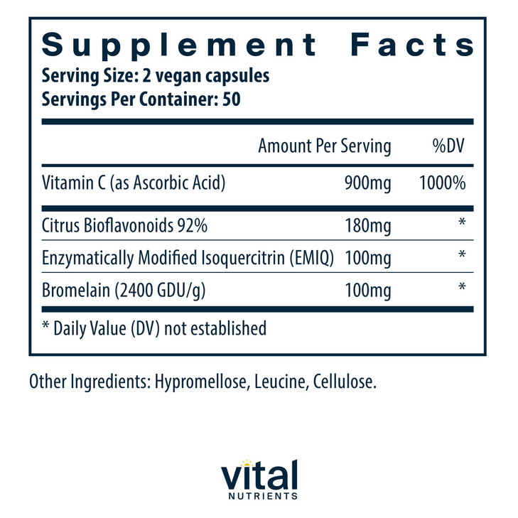 Vital Nutrients Aller-C - Vegan Respiratory and Sinus Function Support*- Isoquercitrin, Bromelain, Bioflavonoids, & Vitamin C - Gluten, Dairy, Soy Fr