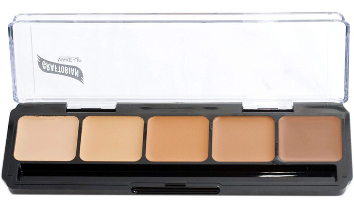 Graftobian HD Glamour Crème Foundation Palette (Warm #3) - High Definition 5 Color Makeup Palette, Cream Based Foundation Concealer and Contour Palet