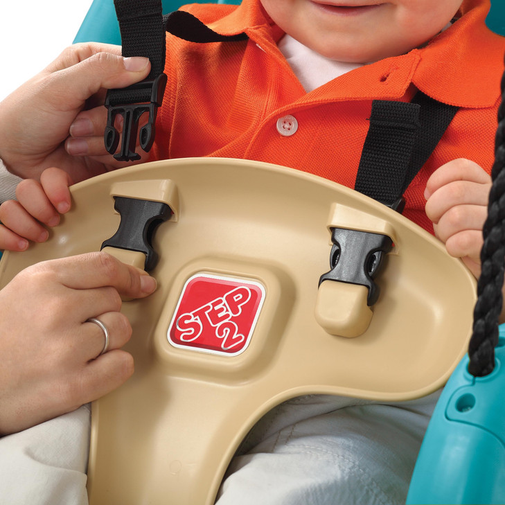 Step2 Infant to Toddler Swing, Baby Outdoor Swing, Backyard Bucket Style Swing Seat, Secure Harness, Outside Weather-Resistant Rope, Attach to Playse