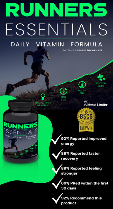 Without Limits Runners Essentials Daily Vitamin Formula - Runners Daily Vitamin - One Month Supply - 60 Capsules