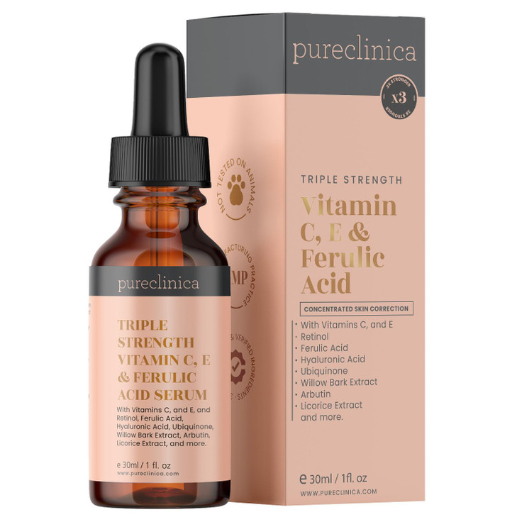 Triple Strength Vitamin C, E & Ferulic Acid Serum (w/ Retinol & double weight Hyaluronic Acid)  30ml / 1 fl oz.