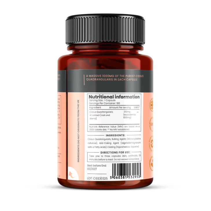 Double Strength Cissus Quadrangularis 1000mg x 180 Veggie Capsules