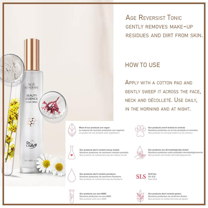 FARMASi Age Reversist Beauty Essence Tonic, Gentle Spray, Face Wash for All Skin Types, Cleansing, Lightweight Makeup Remover and Face Cleanser 3.4 f