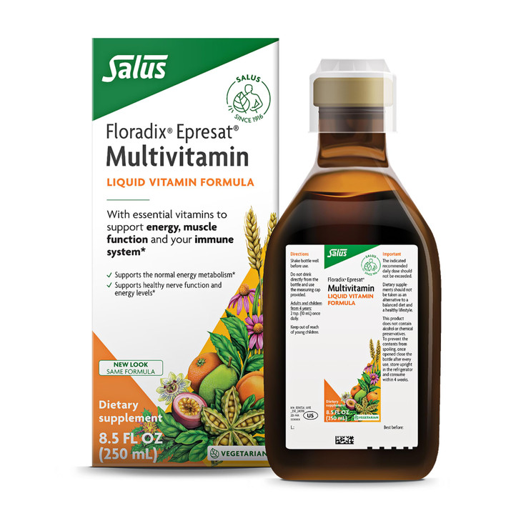 Floradix Epresat Adult Liquid Multivitamin - Herbal Supplement - Daily Supplement with Vitamin A, D, B6, Milk Thistle & More - Supports Energy & Live