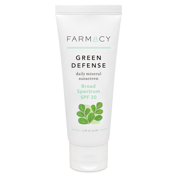 Farmacy Mineral Face Sunscreen SPF 30 - Broad Spectrum Zinc Oxide Sunscreen for Face - Daily Defense Sheer Mineral SPF for Sensitive Skin - Absorbs Q