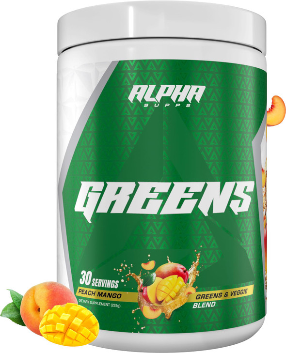 Alpha Supps - Alpha Greens Supplement | Fruit & Vegetable Superfood Powder | Over 40 Natural Plant Based Ingredients | Prebiotic & Probiotic Digestiv