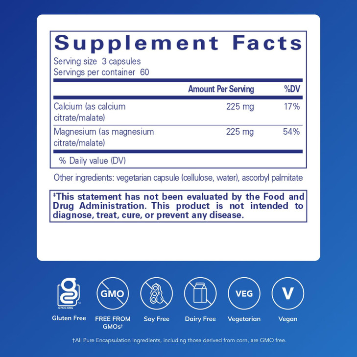 Pure Encapsulations Calcium Magnesium (Citrate/Malate) | Supplement to Support Bone and Cardiovascular Health* | 180 Capsules