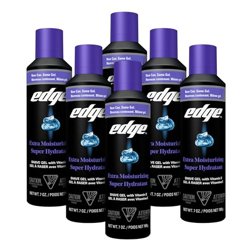 Edge Shaving Gel for Men, Extra Moisturizing with Vitamin E, (6 Pack) - Shave Gel For Men That Moisturizes, Protects and Soothes To Help Reduce Skin