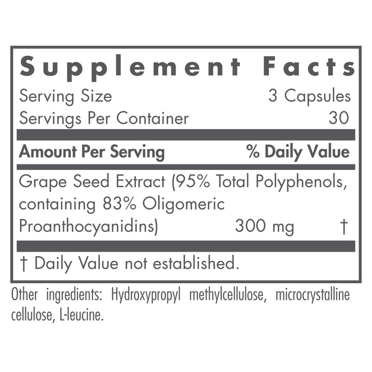 Nutricology Grape Pips - Grape Seed Extract, Proanthocyanidins, Polyphenols, Herbal Supplement, Organic, 300mg Capsules - 90 Count