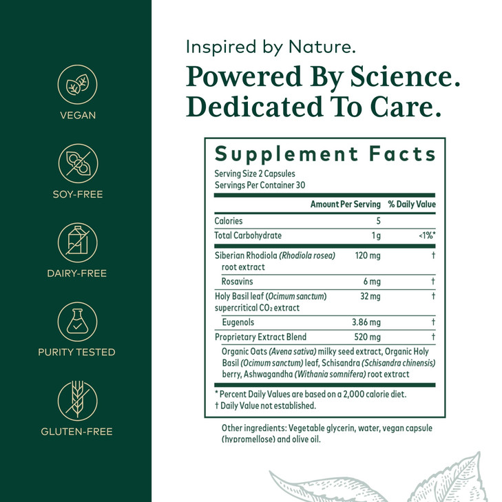 GAIA HERBS PRO Daytime HPA - Adaptogen Support Supplement - Nervous System Support Supplement with Olive Oil & Rhodiola* - Vegan, Gluten-Free, Soy-Fr