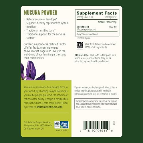 Banyan Botanicals Kapikacchu Powder, 1 Pound - USDA Organic - Mucuna pruriens - Natural Source of L-dopa*