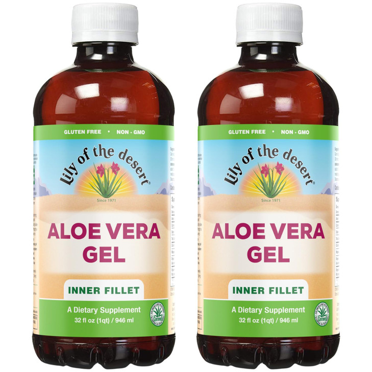 Lily Of The Desert Aloe Vera Gel - Inner Fillet Thicker Consistency Aloe Vera Drink with Natural Vitamins, Digestive Enzymes for Gut Health, Stomach