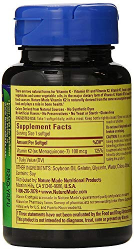 Nature Made Vitamin K2 100 mcg Softgels 30 (3) (Packaging May Vary)